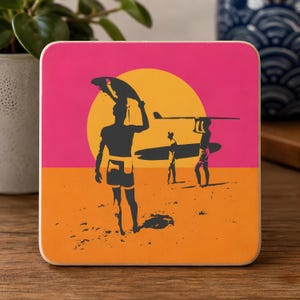 Official Endless Summer Surf Drink Coaster, Authentic 60s Surf Art, Retro Beach Vibes, Surfer Gift, Surf Party Decor