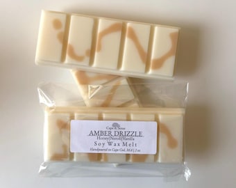 Soy Wax Melt Snap Bar| Amber Drizzle| Small‑Batch| Strong fragrance| Hand-poured