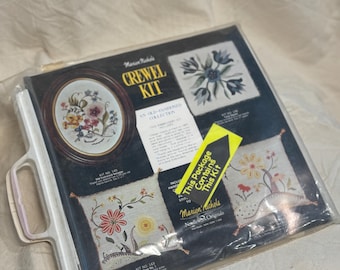 Vintage Crewel Embroidery Kit Marion Nichols Needlework Originals Floral Kit 1970s 1980s Craft Kit Unused