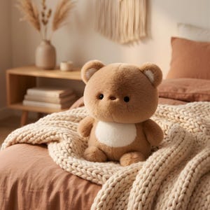 Oso de peluche durmiendo de 16 cm, suave y tierno compañero de peluche.