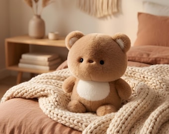 16cm Sleeping Bear Plush Toy, Soft Cuddly Stuffed Animal Companion