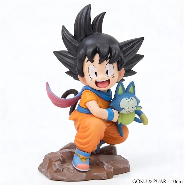 Childhood Goku Hugs Puar Animefigur: 10 cm PVC samlarleksak