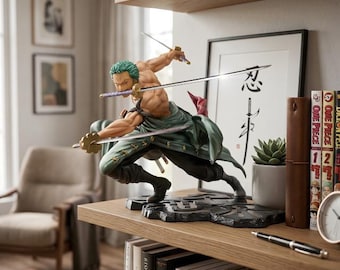 Figura de acción de anime GK Roronoa Zoro: Modelo coleccionable de PVC estilo Three Blade (10 cm)