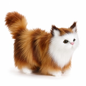 Realistic Long Hair Kitten Plush Toy, Faux Fur Cat Decor, Lifelike Stuffed Animal