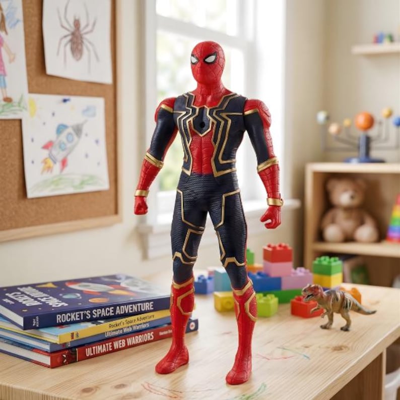Spiderman Action Figure 17cm PVC Collectible Toy, Cartoon Style Model Kids Display Décor image 1