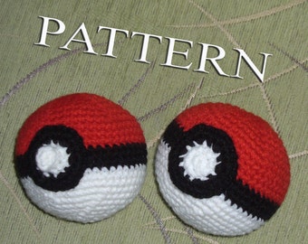 Crochet Pokeball - pattern in PDF - Two options of the button :o)