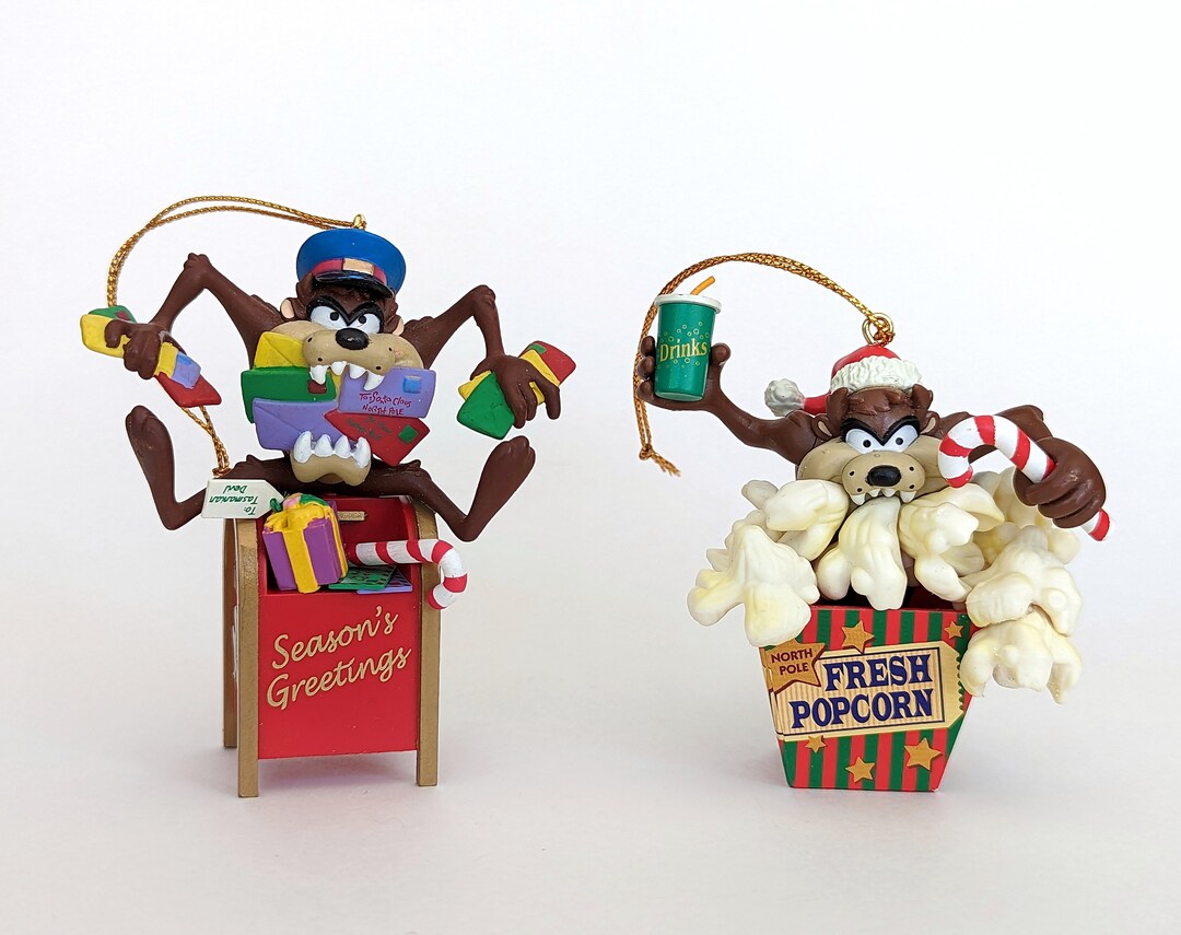 Pair of 1990s Vintage Taz Looney Tunes Christmas Ornaments Etsy