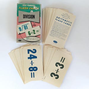 1959 WHITMAN vintage « Help Yourself Flash Cards Division » imprimé aux États-Unis - jeu complet de 84 cartes avec boîte d'origine, aide à l'apprentissage scolaire