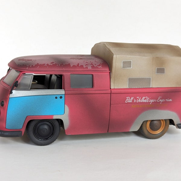 Vtg. JADA TOYS Miniature VW bus pick-up 1963 moulée sous pression à l'échelle 1/24 de la série « À vendre » - Petite voiture de collection, camion Volkswagen, métal et plastique