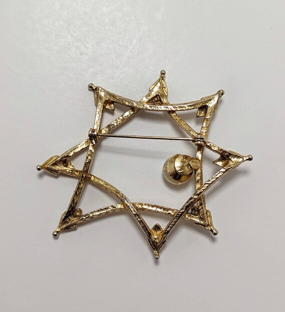 Vintage Modernist Style Abstract Star Brooch w/ F… - image 3