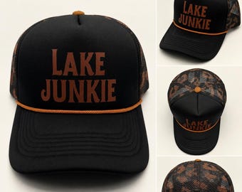 Lake Junkie Trucker Hat | Funny Lake Life Hat | Western Foam Snapback | Country Girl Lake Hat | Cute Summer Boat Day Cap