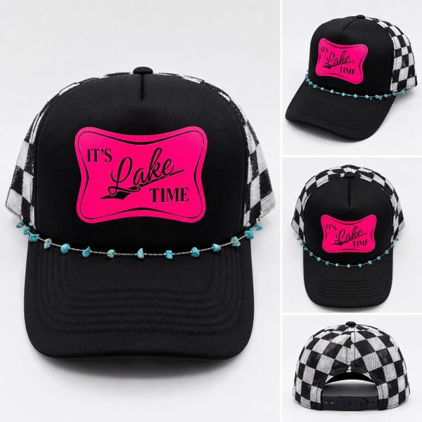 It’s Lake Time Trucker Hat | Lake Life Hat | Cute Lake Hat for Women | Boating Hat | Summer Lake Outfit | Lake Lover Gift | Turquoise Beaded