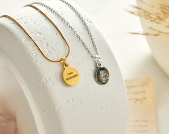 Aangepaste huisdierfotoketting met gravure, gepersonaliseerde huisdierherdenkingshanger, cadeau hond en kat verlies, sympathiesieraden voor huisdiermoeder