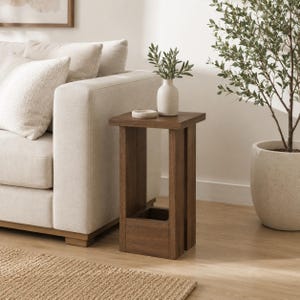 Slim Modern Side Table - Coffee Tray Table for Small Spaces Living Room & Bedroom