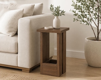Slim Modern Side Table - Coffee Tray Table for Small Spaces Living Room & Bedroom
