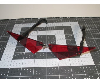 Two piece Mini V pointy cosplay glasses red lenses Interchangeable V3 cosplay costume glasses