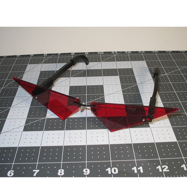Two piece Mini V pointy cosplay glasses red lenses Interchangeable V3 cosplay costume glasses