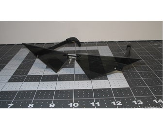 2 piece black Mini V pointy interchangeable cosplay costume glasses