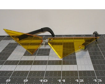 Two piece Mini V pointy cosplay glasses yellow lenses Interchangeable V3 cosplay costume glasses