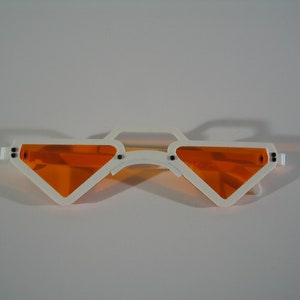 Anime triangular orange lens white frame cosplay costume glasses V2.2