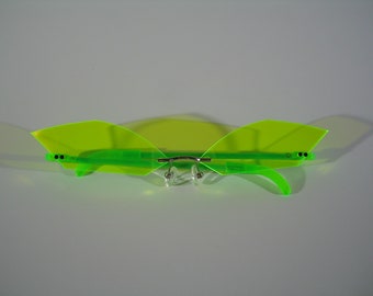 Neon Green Y2K Sunglasses: Vintage Nu Rave Eyewear - Etsy display picture 3
