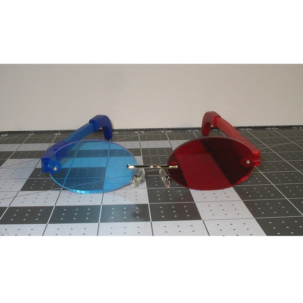 Standard Red and Blue Oval interchangeable cosplay costume glasses