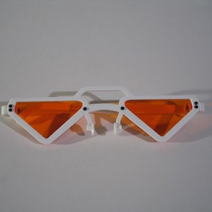 Anime triangular orange lens white frame cosplay costume glasses nose rest version