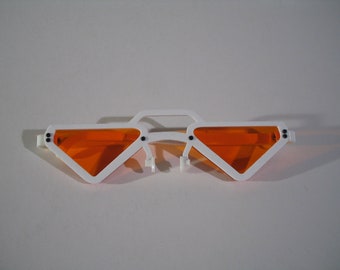 Anime triangular orange lens white frame cosplay costume glasses nose rest version