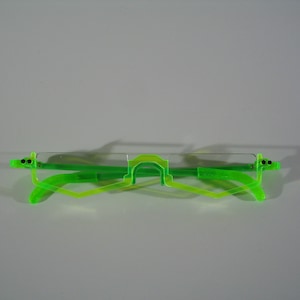 Green under frame anime cosplay costume glasses.