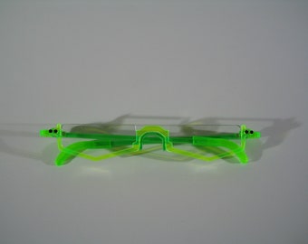 Green under frame anime cosplay costume glasses.