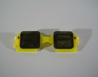 Black and yellow Squared cosplay costume glasses.