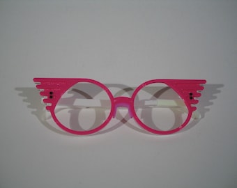 Anime pink wing clear lens cosplay costume glasses