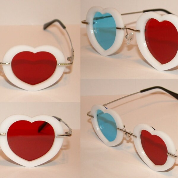 Red and Blue 3D Heart or rectangle glasses