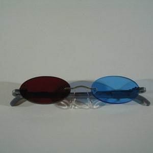 Standard Red and Blue Oval cosplay costume glasses image 1