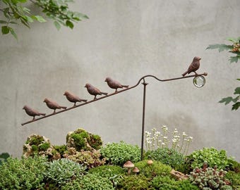 Kinetic Balancing Bird Sculpture – Iron Garden Decor, Wind Motion Art Ornament