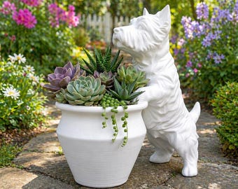 Unique Westie Dog Planter – Succulent Plant Holder for Home Decor