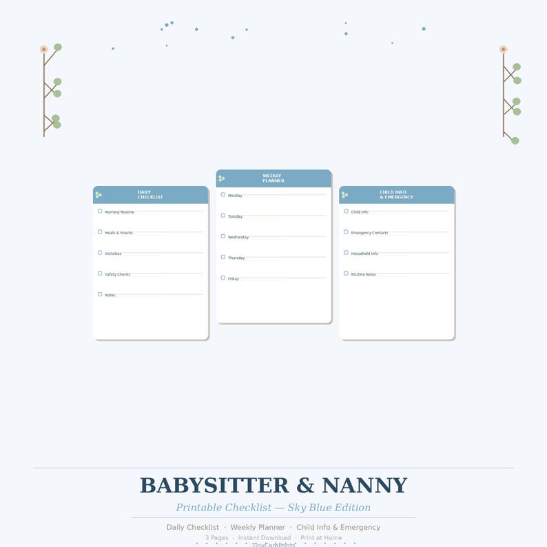 Nanny Checklist.pdf Babysitter Checklist Printable Pink | Nanny Daily Planner | Childcare ...