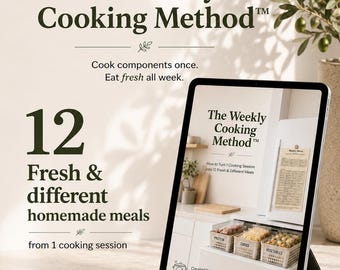 12 repas frais en une seule session de cuisine | Système de préparation de repas au congélateur | Guide de cuisine hebdomadaire pour les mamans occupées | Téléchargement numérique
