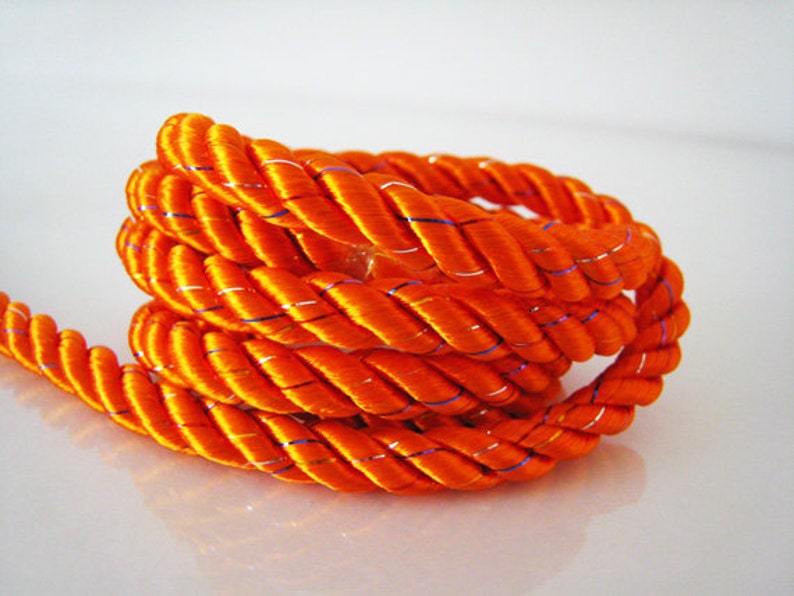 1 Yard of Orange Color With Metallic Colourful Yarn Striped String ...