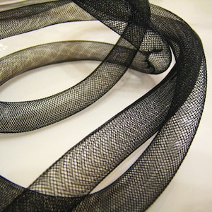 1 Yards of Black Horsehair Cringe Tube Crinoline for Hair Accessories 15mm Width image 2