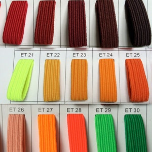 Voorbeeld kleurenkaart 8mm platte vouw over elastische stretch aantrekkoordje Rope Cord (50 kleuren beschikbaar voor kiezen)