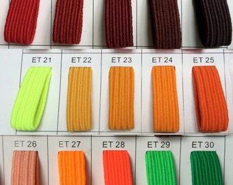 Sample Color Chart 8mm Flat Fold Over Elastic Stretch  Drawcord Rope Cord ( 50 colours available for choose )