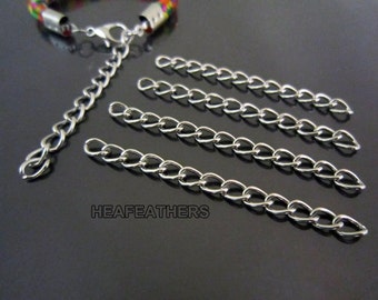 Silver Extension Chain 50mm - 10pcs Finding Silver Plated Bracelet or Necklace End Extender