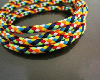 1 Yard of Colorful Striped String Round Braided Trim Rope Cord for Hair Deco Jewelry Making Bracelet Necklace