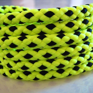 1 yarda de 6mm de cuerda de rayas verde neón y negro cordón trenzado redondo cuerda de algodón para el cabello Deco fabricación de joyas pulsera collar