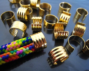 Gold Crimp Ends - 10pcs Finding Gold Plated Adjustable Crimp Round Tone Tube Curve Fold Over End Cap without Loop
