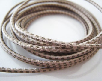 5 Yards of Light Brown with Square Dot Pattern Round Stretch Elastic Drawcord Rope Cord ( 2mm Width )