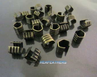 Antique Brass Crimp Ends - 10pcs Finding Antique Brass Metal Without Loop Fold Over Crimp Head Clips 5mm x 6mm