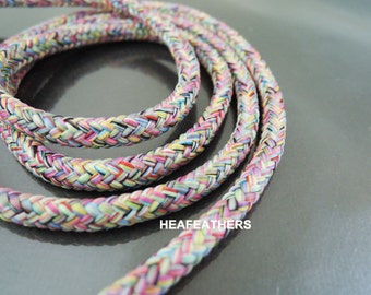 1 Yard of 5mm Yarn Striped String Round Braided Trim Rope Cord