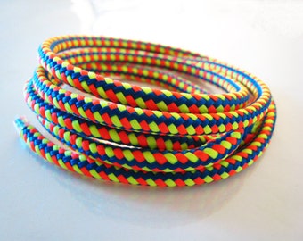 2 Yards of 5mm Summer Colorful Blue Yellow Orange Striped String Round Braided Trim Rope Cord for Hair Deco Jewelry Making Bracelet Necklace